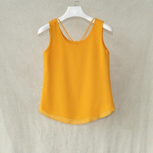 Fashion brand Women Tanks Top summer Sexy shirt Camis plus size sleeveless Blouse Double layer chiffon Blouses 26 colors