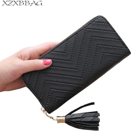 XZXBBAG Women Fashion Tassel Long Wallet Multi Function Bag Casual Hand Bag Lady Zipper Money Bag Female Coin Packet Card Pouch