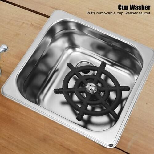 Cup Washer Stainless Steel Automatic Cup Washer Glass Cleaning Rinser Bar Rinser Glass Rinser Kitchen Sink Accessories