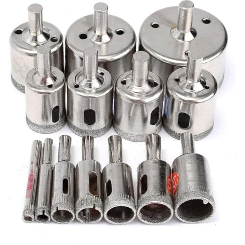 15pcs Diamond Coated Drill Bit Set Tile Marble Glass Ceramic Hole Saw Drilling Bits For Power Tools