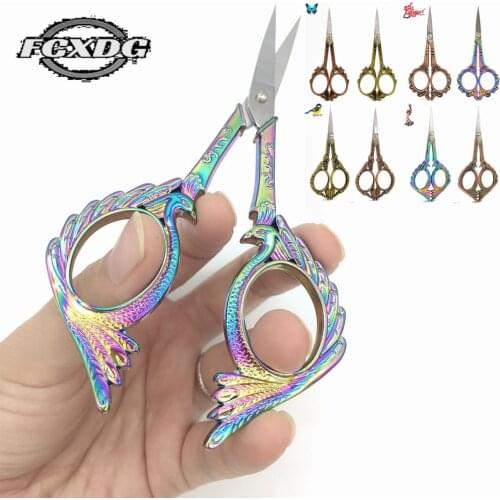 2021 New Stainless Steel Antique Scissors for Sewing and Needlework Super Beautiful Peacock Design Golden Vintage Paper Scissors