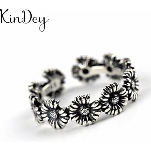 2021 New Charm Boho Sunflowers Rings For Women Lover Wedding Bridal Valentines Gifts Men Open Retro Antique Rings