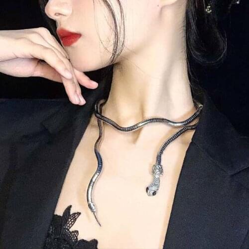 New Punk Snake Necklace Metal Multifunction Adjustable Necklace Women Vintage Choker Party Jewelry