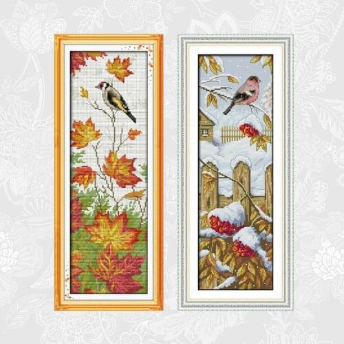Autumn and Winter Scenery Cross Stitch Kits DIY Handwork Beginner Embroidery Needlework 14CT 11CT Printed on Canvas Crafts