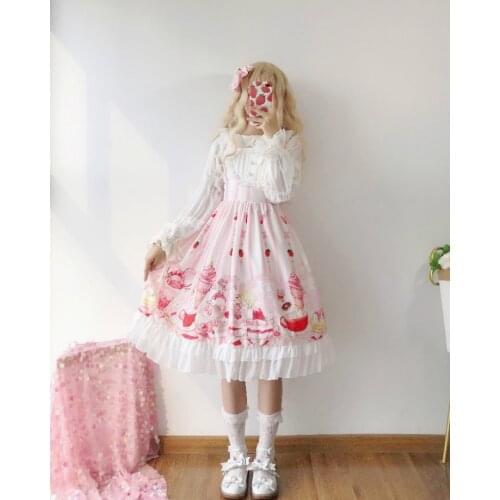 NONSAR Sweet Lolita Dress Beautifully Patterned Maid Elegant Lace Trim Wedding Party For Young Girl