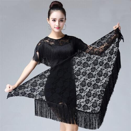 2021 Blley Hip Scarf Lace Shawl Hip Triangle Towel Latin Dance Tassel Hip Scarf Fringed Waist Belly Dance Hip Triangular Bandage