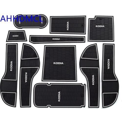 Car Door Groove Mat Gate Slot Cup Armrest Storage Pad Mat For Skoda Kodiaq GT 5 Seats Kodiaq 2019