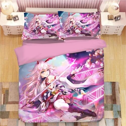 Yae Sakura bed linen Cartoon anime Duvet Covers Pillowcases kids Anime Comforter Bedding Sets bed linens bedclothes bed set 07