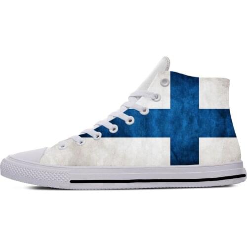Finland Finnish Flag Republic Patriotic Fashion Casual Cloth Shoes High Top Lightweight Breathable 3D Print Men Women Sneakers