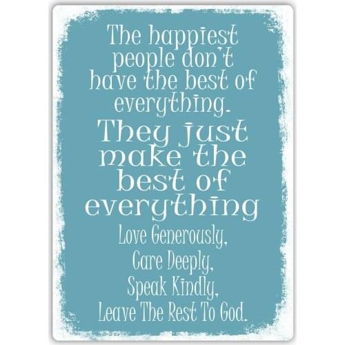 The Happiest People - God - Metal Wall Sign Plaque Art - Love Family Motivation(Visit Our Store, More Products!!!)