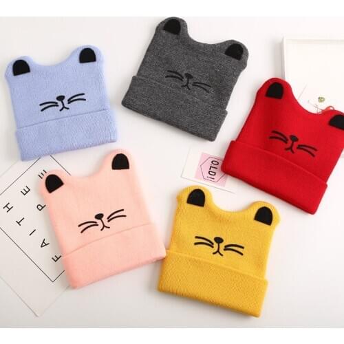 0-3 Years Baby Hat Boys Girls Cartoon Winter Knitted Cap Autumn Newborn Boys Cute Warm Solid Color Beanie Infant Girl Soft Hat