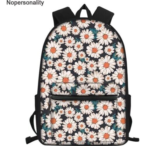 Nopersonality School bags for Teenage Girls Daisy Print Backpack Schoolbag Women Casual Daily Backpack Teen Student Bookbag