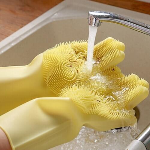 Silicone Cleaning Gloves Magic Silicone Dish Washing Gloves For Kitchen Household Silicone Dishwashing Gloves