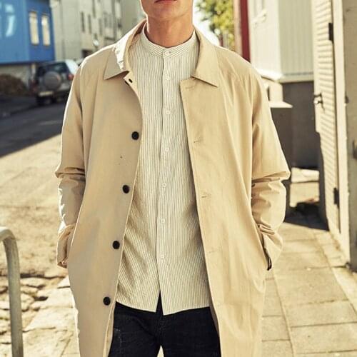 Trench Coat Men Classic Single Breasted Mens Long Coat Mens Clothing Long Jackets Casual Slim Coats British Overcoat Plus