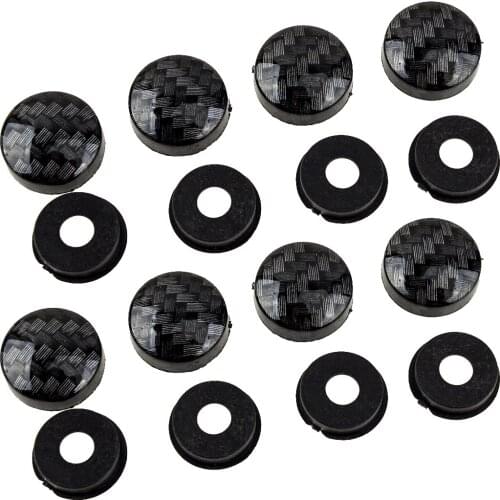 Universal Car Plastic Carbon Fiber Style License Plate Tag Frame Fastener Screws Caps Covers