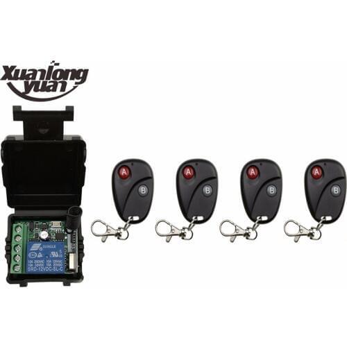Xuanlongyuan DC12V 1CH RF Wireless Remote Control Switch System Transmitter with Two-button Receiver Garage Doors /window /lamp