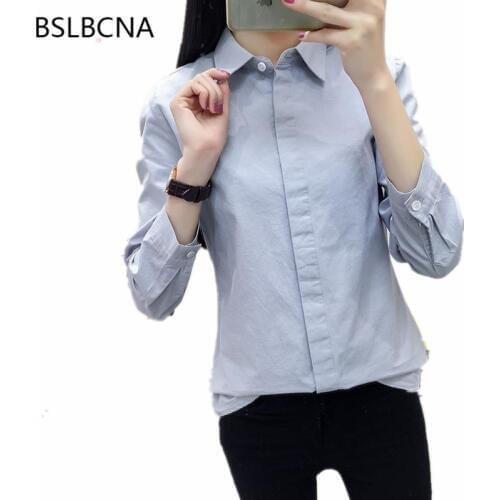 2020 Autumn Winter Korean Style Long Sleeve Cotton Bottoming Clothes Loose Fashion Turn Down Collar Women Tops And Blouses A281