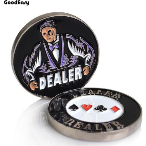 1Pcs 55MM Metal Dealer Button Chips Souvenir Coins Metal Poker Man DEALER Texas Hold'Em Chips Pressure Card with Plastic Cover