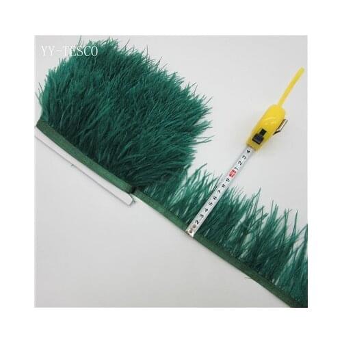 10 meter high quality real Dark green ostrich feather trims for skirt/dress/costume ribbon feather trimming wholesale
