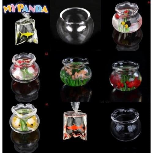 13 Styles 1/12 Lovely Dollhouse Miniature Glass Fish Tank Bowl Aquarium Doll House Home Ornaments Toys