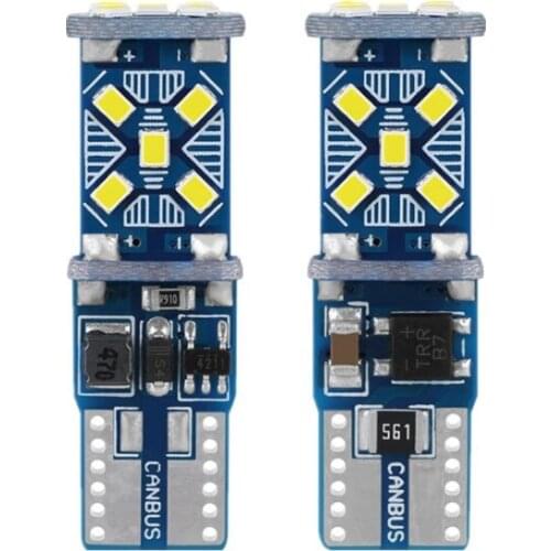 2pcs T10 LED Canbus No error Car Signal Light 12V W5W LED Bulb 6500K 15SMD 900Lm Super Bright Wedge Side Turn Parking Lamp White