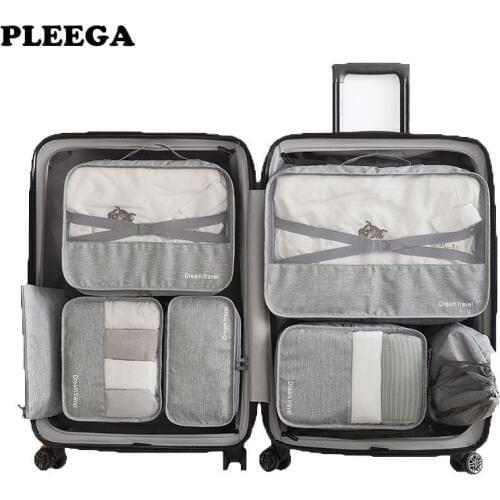 PLEEGA 7PCS/Set High Quality New Oxford Cloth Ms Travel Mesh Bag In Bag Luggage Organizer Packing Cube Organiser For Clothing