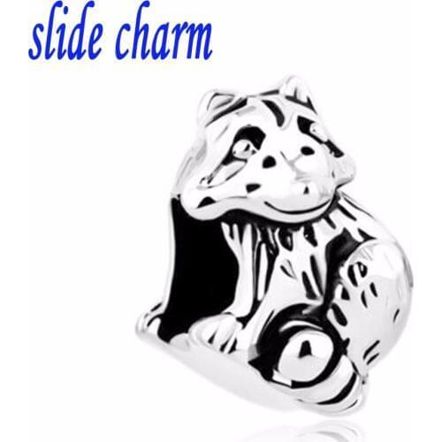 Slide charm Free shipping pet Huli Gou charm beads fit Pandora bracelet is the mother lover Christmas gift