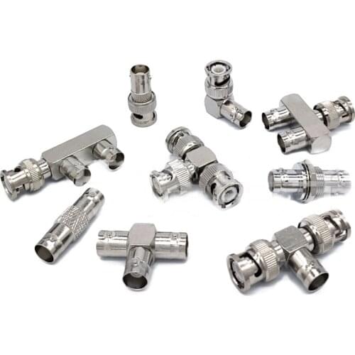 BNC Adapter Male to Female Tee BNC-KKY-JK-JJ Q9 RF Connector Double Pass Flange KKF Elbow