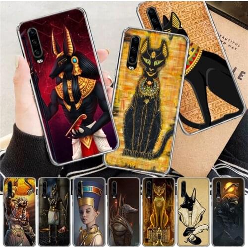 Egypt Nefertiti Anubis Ankh Cat Soft Cover Phone Case For Huawei P30 P20 P10 P40 Mate 30 20 10 Pro Lite P Smart Z Plus + Customi