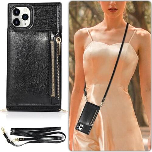 Zipper Wallet Back Case For iPhone 11 Pro Max SE 2020 6 6s 7 8 Plus Crossbody Leather Cover For iPhone X 10 XR XS Max Phone Case