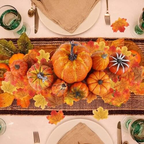 Halloween Decorations Newest Arrival Artificial Pumpkins Maple Leaves Ornament Decorative Artware for Home Shops