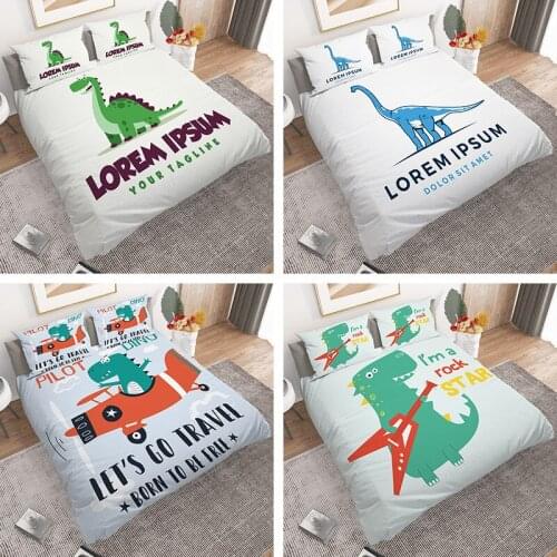 Home Textiles Boys Cartoon Dinosaur Family Bedding Set Full Queen King Size Bedclothes Duvet Cover Set 2/3pcs With Pillowcase