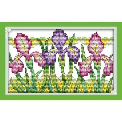 Everlasting Love Gorgeous Iris Chinese Cross Stitch Kit Ecological Cotton Clear Stamped Printed 11 14CT DIY Christmas Decoration