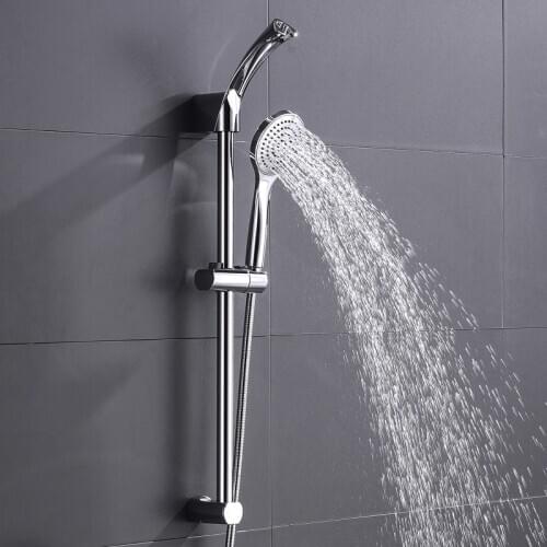 Chrome Plated ABS Plastic Bath Hand Shower Head Replacement Wall Mounted Shower Set With Hose and Sliding Bar Top Shower Holder