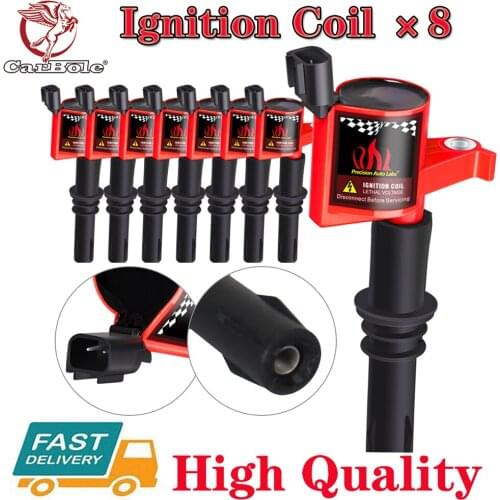 CARBOLE 8 Pack Ignition Coils For Ford F150 Expedition 4.6/5.4L 2004 2005 2006 2007 2008 Red Black High Quality Ignition Coils