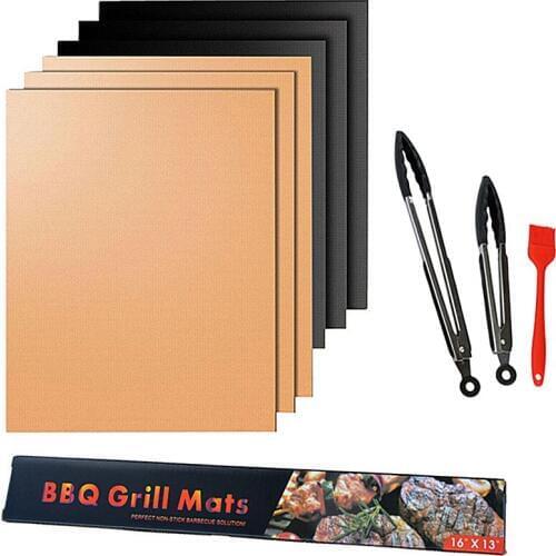 Glass Fiber Grill Pad Reusable Outdoor Home BBQ Grill Mat Pad Sheet Plate 8pcs Baking Barbecue Non-stick BBQ Grill Mats