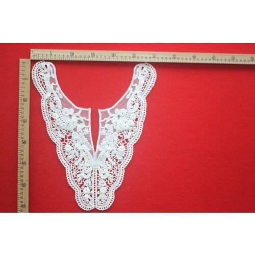 30cm*35cmWhite cotton Fabric Flower Motif Venise Lace Sewing Applique Lace Collar Neckline Necklace Collar Applique Trim