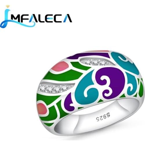 LMFALECA Pure 925 Silver Ring for Women Bright Multicolor Transparent Enamel Decoration Ring Fine Luxury Gift Jewelry