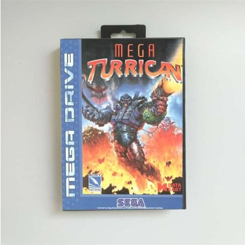 Mega Turrican - EUR Cover With Retail Box 16 Bit MD Game Card for Sega Megadrive Genesis Video Game Console