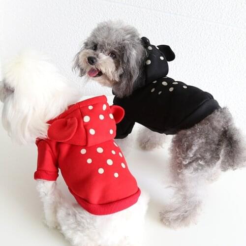 Cute Dots Winter Pet Clothes Yorkshire Pomeranian Poodle Puppy Outfit Small Dog Hoodies For Dogs Cat Products Supplies Dropship