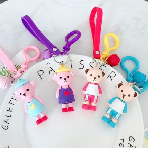 Fashion Korean Version of Cute Bear Keychain Pendant Couple Car Animation Key Chain Creative Cartoon Bag Accessories Keychain