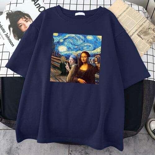 Vincent Mona Lisa Sselfie Prints Mens T-Shirts Fashion Fit Tshirts Simplicity High Quality T Shirts Cool Oversize Man Clothing