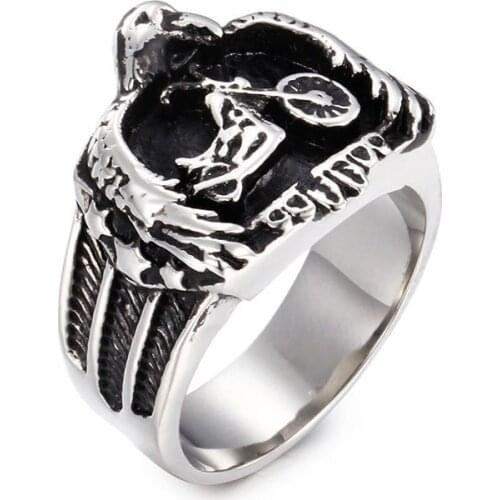 Punk Mens 316L Stainless Steel Black Silver color Motorcycle Eagle Biker Ring