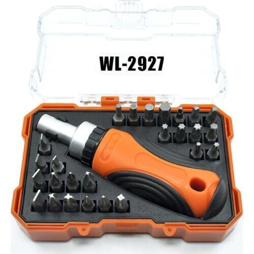 WLXY 27 in 1 Precision Ratchet Screwdriver Set Include Phillips Slotted Torx Star Pozi Screwdrivers Bits