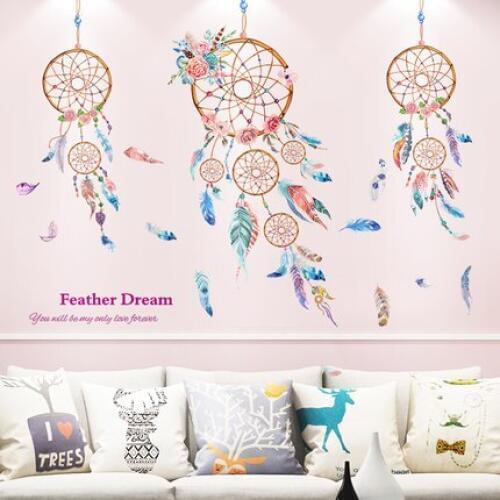 Aeolian Bells Wall Sticker Bedroom Romantic Wallpaper Self-adhesive Girls Room Decoration Dormitory Creative Stickers Wall Art