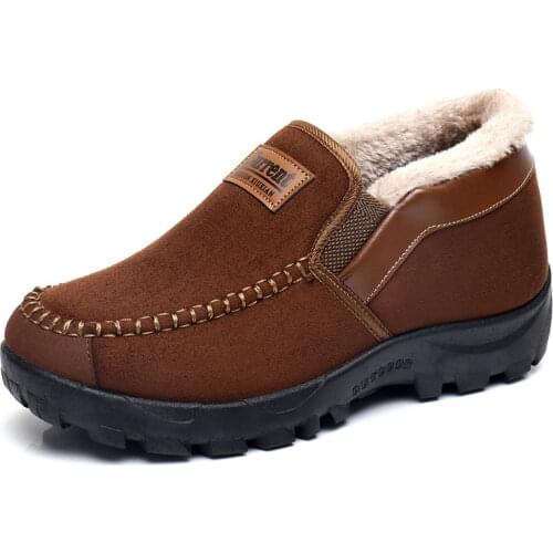 New 2021 Warm Cloth Shoes Winter Mens Cotton Shoes Velvet Thickened Big Size Father Shoes Non-slip Casual Mens Shoes