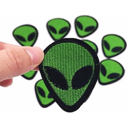 Whoesale 10PCS Alien UFO Iron on Patch DIY Stripes Clothes Stickers Sewing on Appliques Badge Patches for Diy Apparel Embroidery