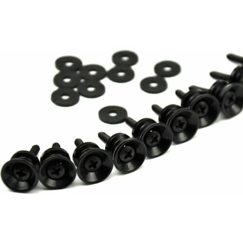 Wholesale 50pcs/lot Black Buttons + Screws Universal Guitar Ukulele Strap Locks Nails