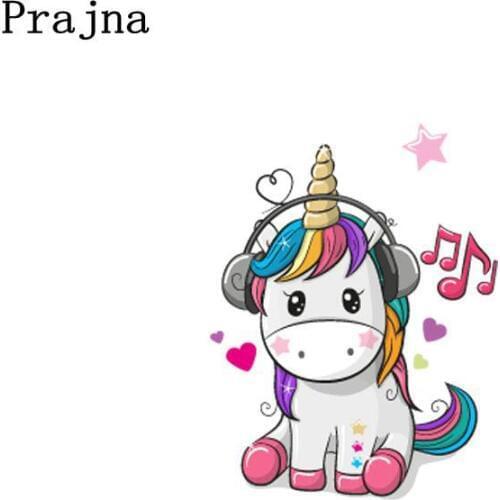 Prajna Cute Stickers On Clothes Unicorn Patch Skull Love Heart Heat Transfer Patches For Clothing DIY T-shirt Thermal Patches