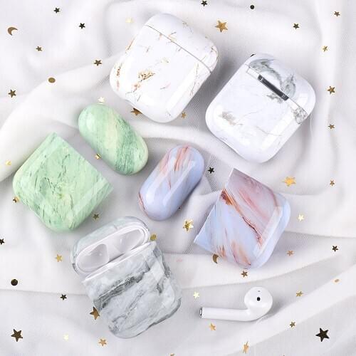 For Airpods Cover Shockproof Luxury Silicone Earphone Case For Apple Airpods 2 1 Marble Pattern TPU Cases Water Sticker